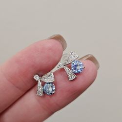 Certified Lab Grown Blue Moissanite  Solid Sterling 