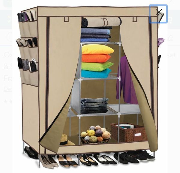 Wardrobe Closet Storage Shelves Organizer with Fabric Cover--Beige