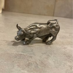 Pewter Bull Statue