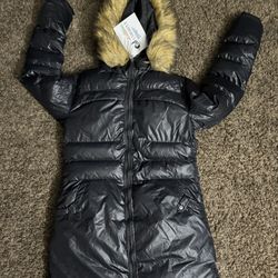 CHERFLY Women's Winter Puffer Coat Heavy Warm Long Parka Down Jacket with Fur Hood size medium 