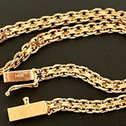 Ladies 14K Solid Gold 7" X Link Bracelet with Double Locking Box Clasp