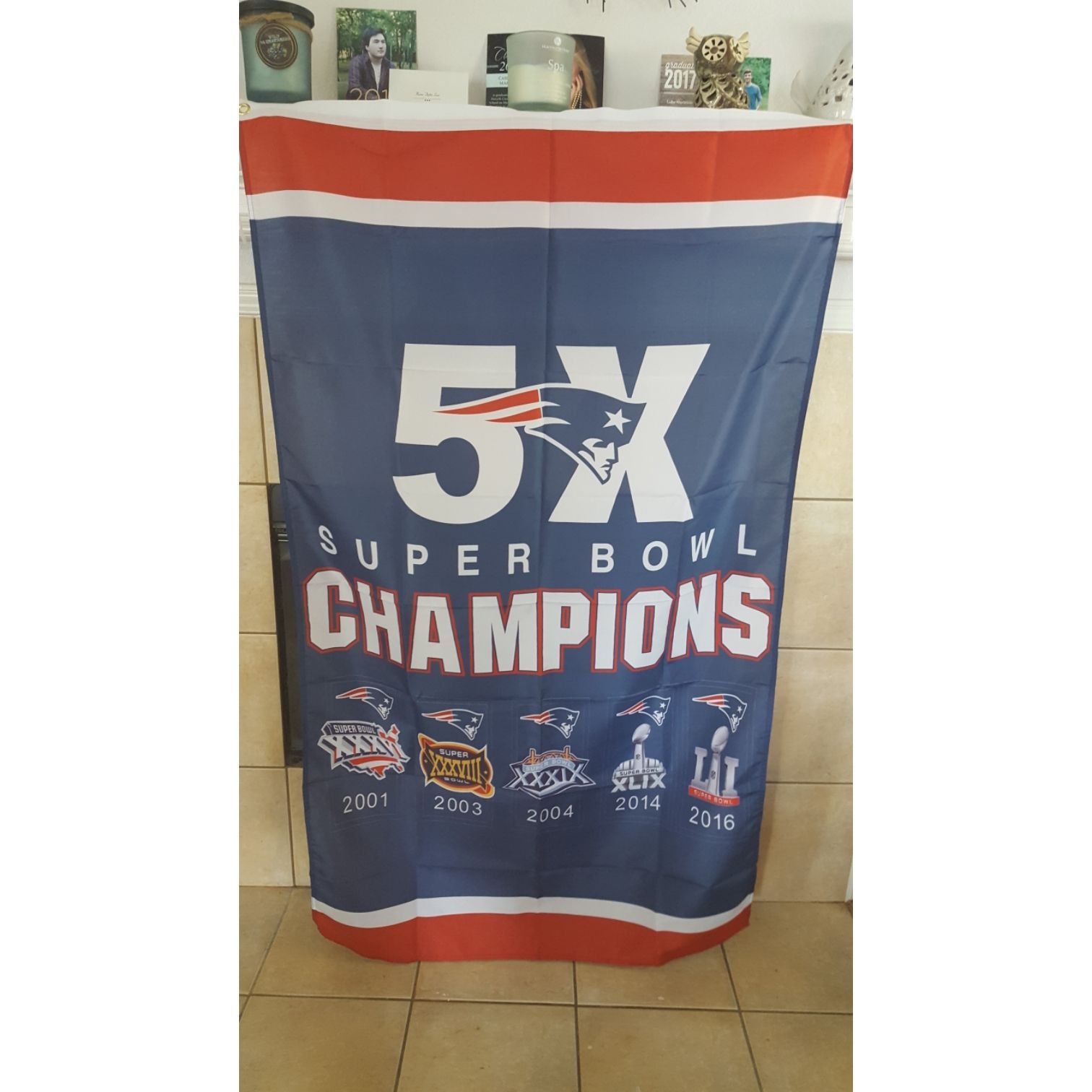 New England Patriots 5 X Super Bowl Champions Flag Banner 3x5 Feet New