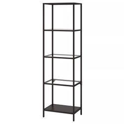 IKEA VITTSJÖ Shelf Unit – Black/Brown & Glass