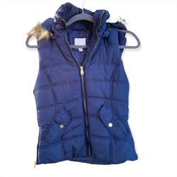 Puffer Vest With Fur Hood