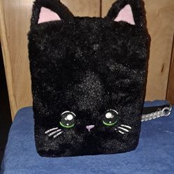 Black Cat Fluffy Backpack 