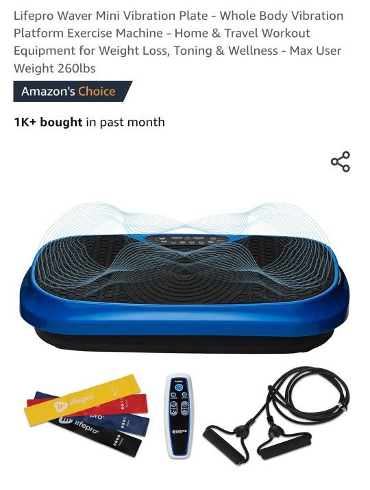 Lifepro Waver Mini Vibration Plate - Whole Body Vibration Platform Exercise Machine - Home & Travel Workout Equipment for Weight Loss, Toning & Wellne