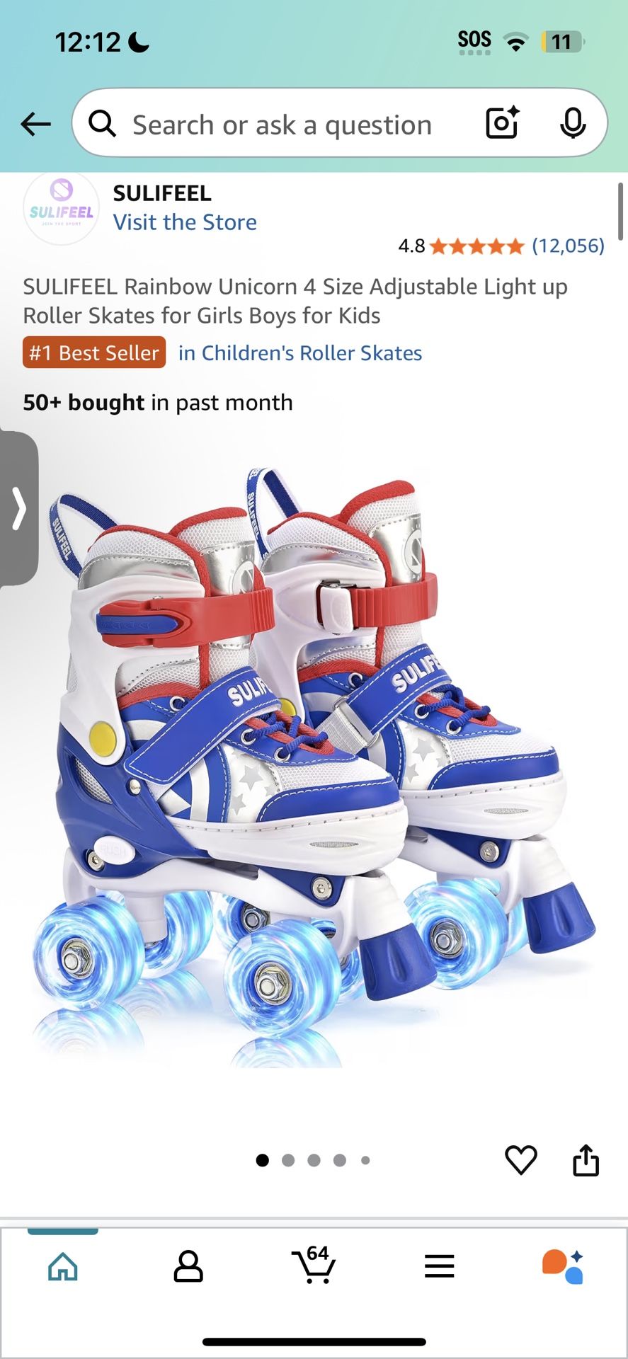 Adjustable SM Rare Light up Space Roller Skates for Girls Boys Unisex