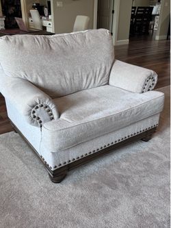 Chair and a half with nailhead trim