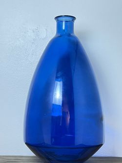 Large Cobalt Blue Glass Floor Vase – 24” Statement Vase