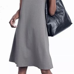 Eileen Fisher Women T-Shirt Dress Gray Size XL Jersey Knit Ballet-Neck $118 MSRP. Condition is "Pre-owned". See pictures ask questions and make an off
