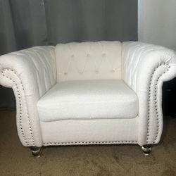 Elegant Loveseat Rolled Arms and Silver Studs Trim, Comfortable Seating with Button Tufted, Perfe