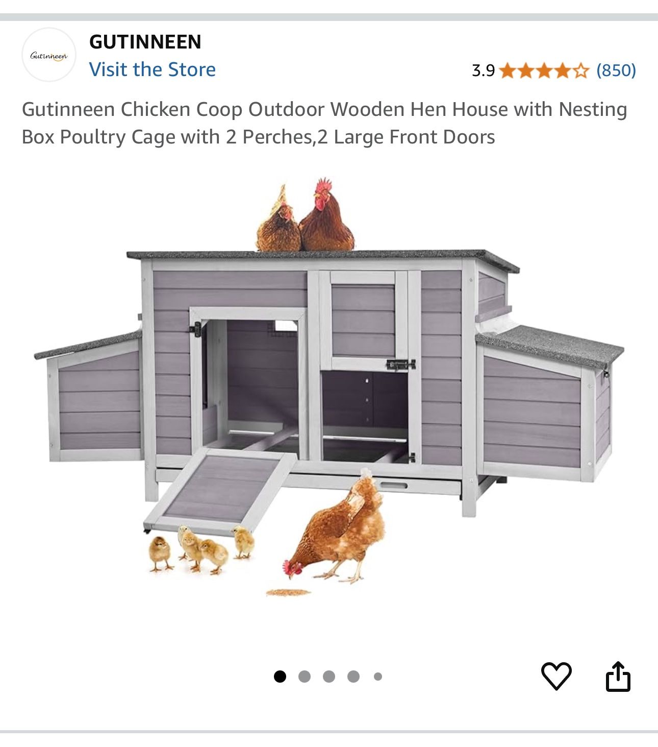 Chicken Coop Outdoor Wooden Hen House with Nesting Box