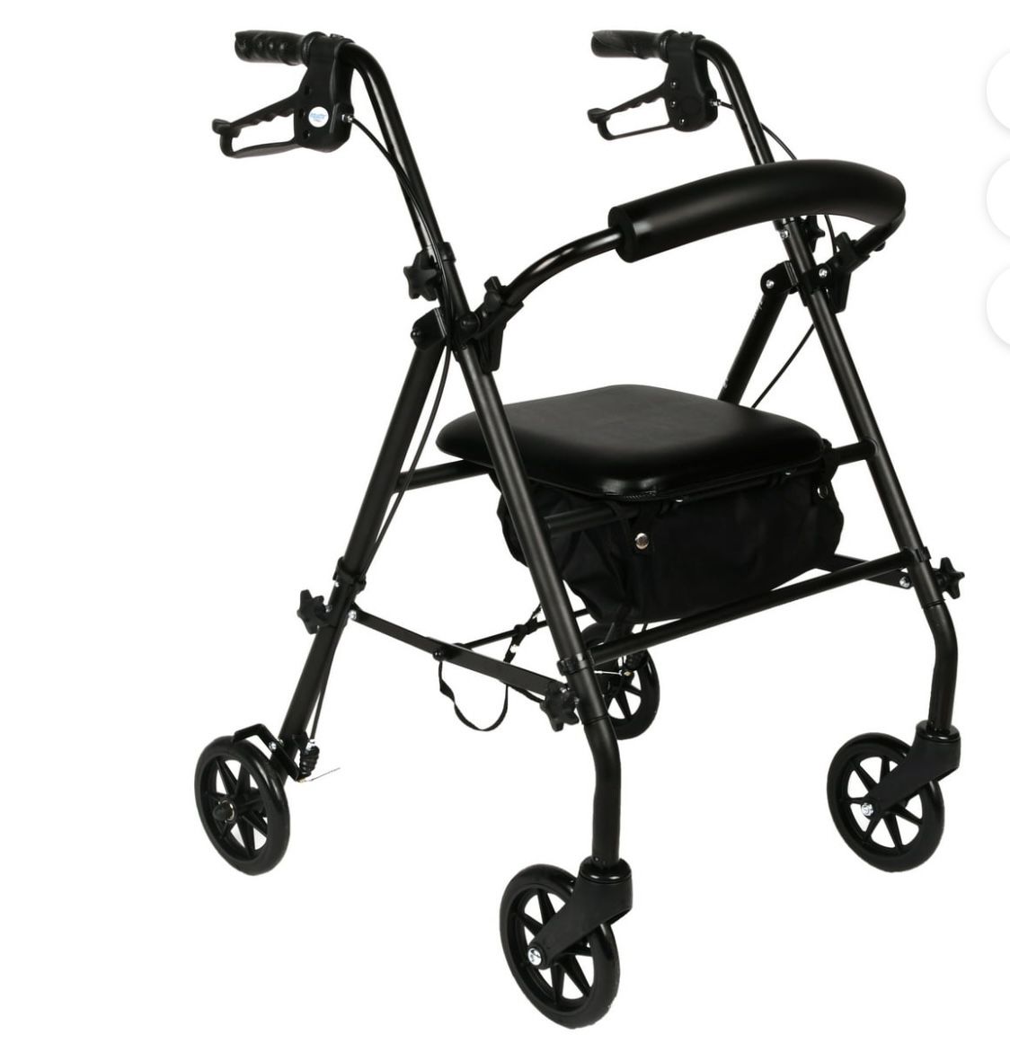 Equate Equate Rolling Walker for Seniors, Rollator with Seat and Wheels, Black, 350 lb Capacity