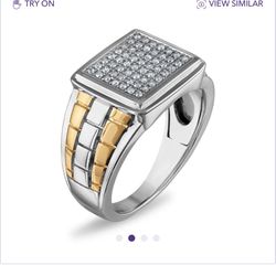 NATURAL DIAMOND RING IN TWO-TONE STERLING SILVER