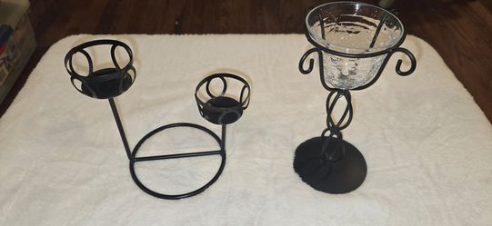 Black Metal Candle Holder Set of 2