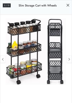 Slim 3 Tier Metal Rolling Utility Cart