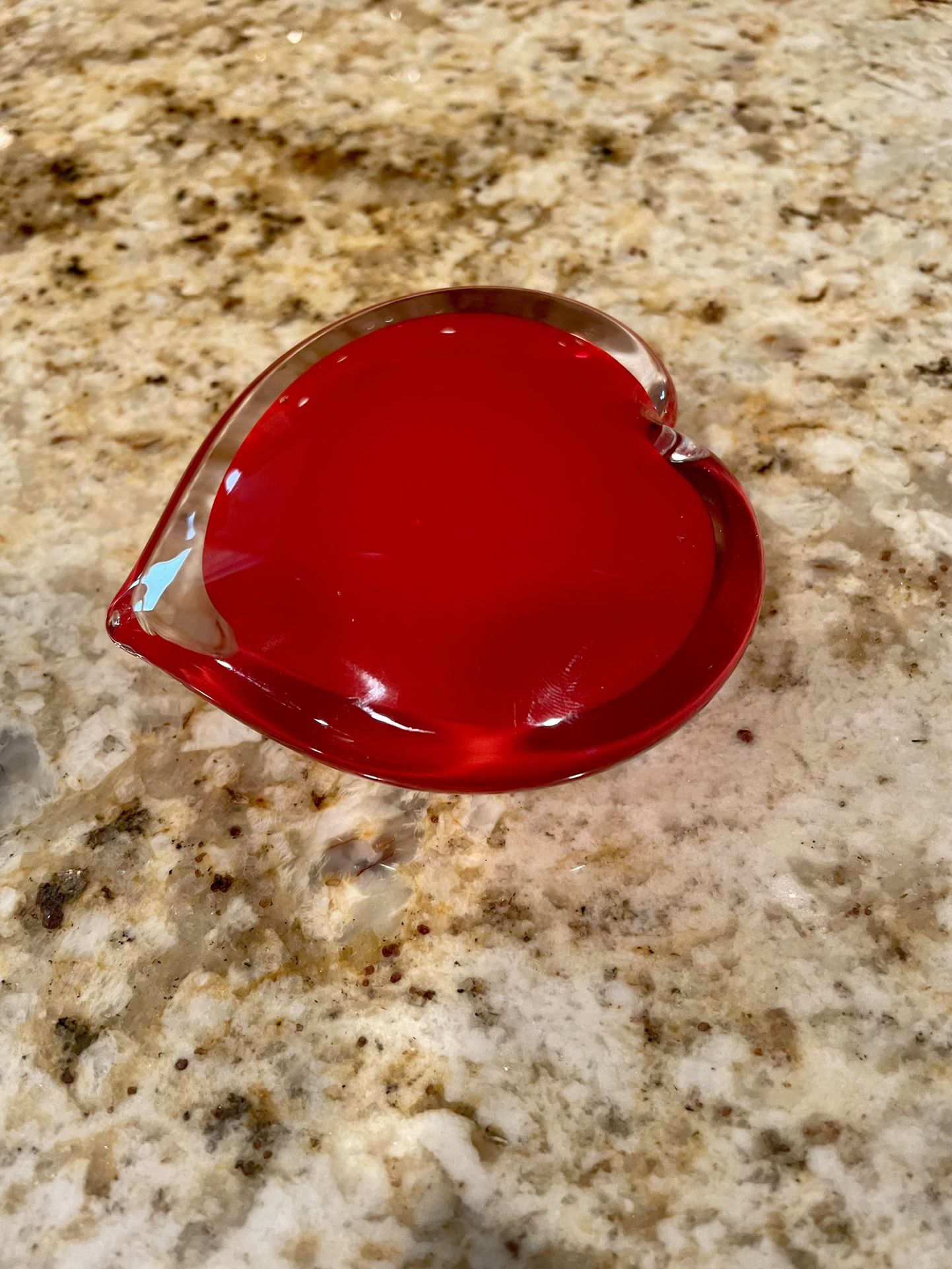 Hand Blown Glass Heart Paperweight | Color: Red