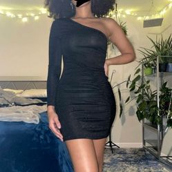 Black one shoulder homecoming dress