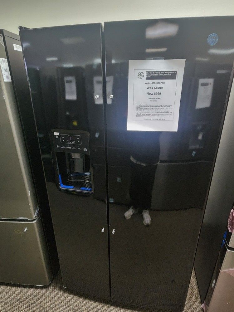 25.3 cu. ft. Side by Side Refrigerator in Black, Standard Depth, ENERGY STAR