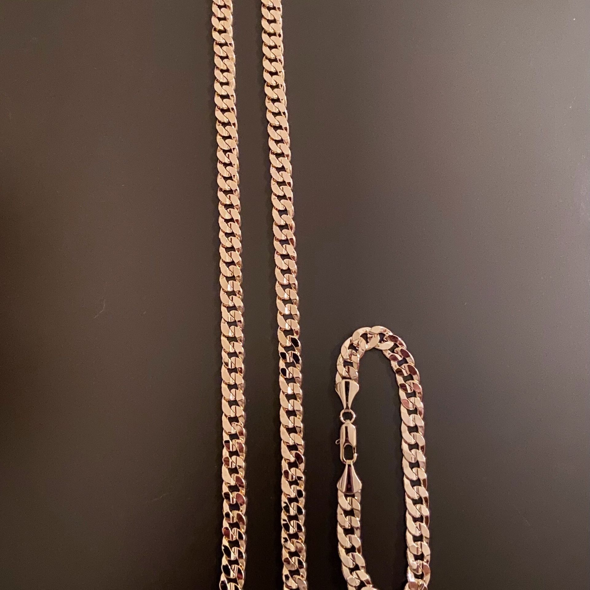 Gold Chain Cuban Link Necklace 24in 10mm And Matching Cuban Link Bracelet 8in 10mm Set