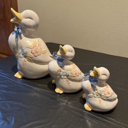 Happy Iridescent Ceramic Vintage Colorful Decorative Duck Set of 3