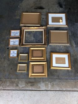 14 ANTIQUE GOLD FRAMES + LOVE STATUE