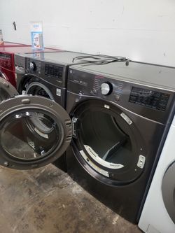 💯LG SET STEAM WASHER AND ELECTRIC DRYER STAINLESS STEEL 