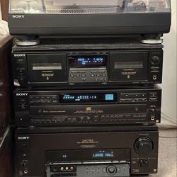 Vintage Sony ES Stack Flagship Stereo 5.1 Surround Receiver, CD Changer, Cassette Deck, Turntable Record Player, Remotes