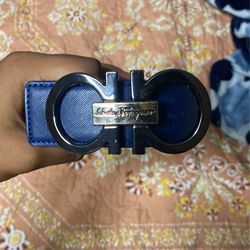 Ferragamo Navy Blue Belt 