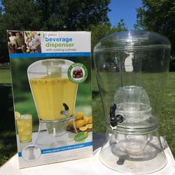 Clear beverage dispenser (3 gallon) with cooling cylinder!