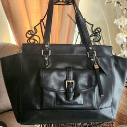 Coach Legacy Ink Blue Leather Business Satchel