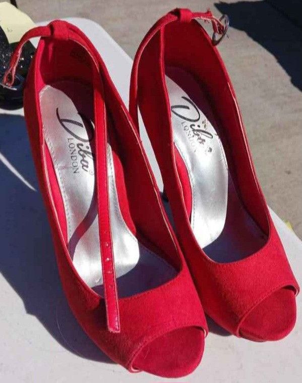 Red Velvet Stilettos Size 6