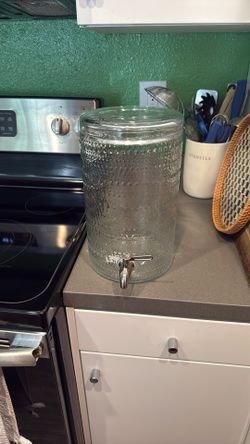 Glavers 2 Gallon Beverage Dispenser Clear Glass Hobnail Beaded Jug