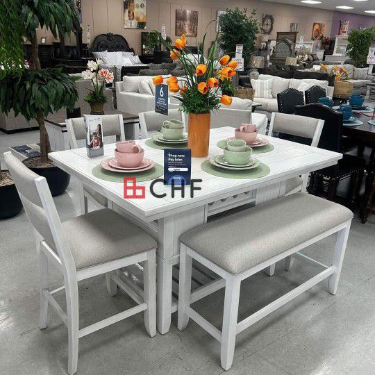 6 Pc Counter Height Dining Table Set 