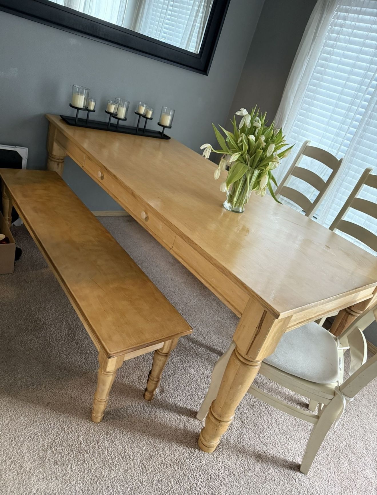 Pottery Barn Table, Bench And Chairs 