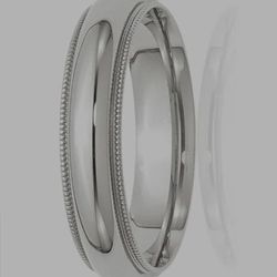 14K White Gold 5mm Half Round Milgrain Comfort Fit Wedding Ring ◇ 7.5g | Size: 9.0