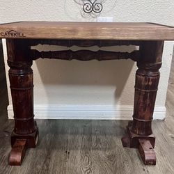 Catskill Craftsmen Butcher Block Work/ Side/ End  Table that has been customized W an antique trestle table style foundation/ table base! 