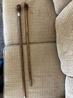 Vintage Native American hand carved walking canes