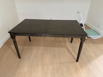 Dark Gray Wood Extendable Dining Table