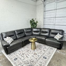 Dark Grey Top Grain Electrical Sectional - Free Delivery