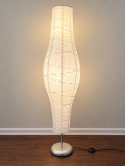Pair of IKEA Tall Floor Lamps – White Paper Shade + Foot Switch
