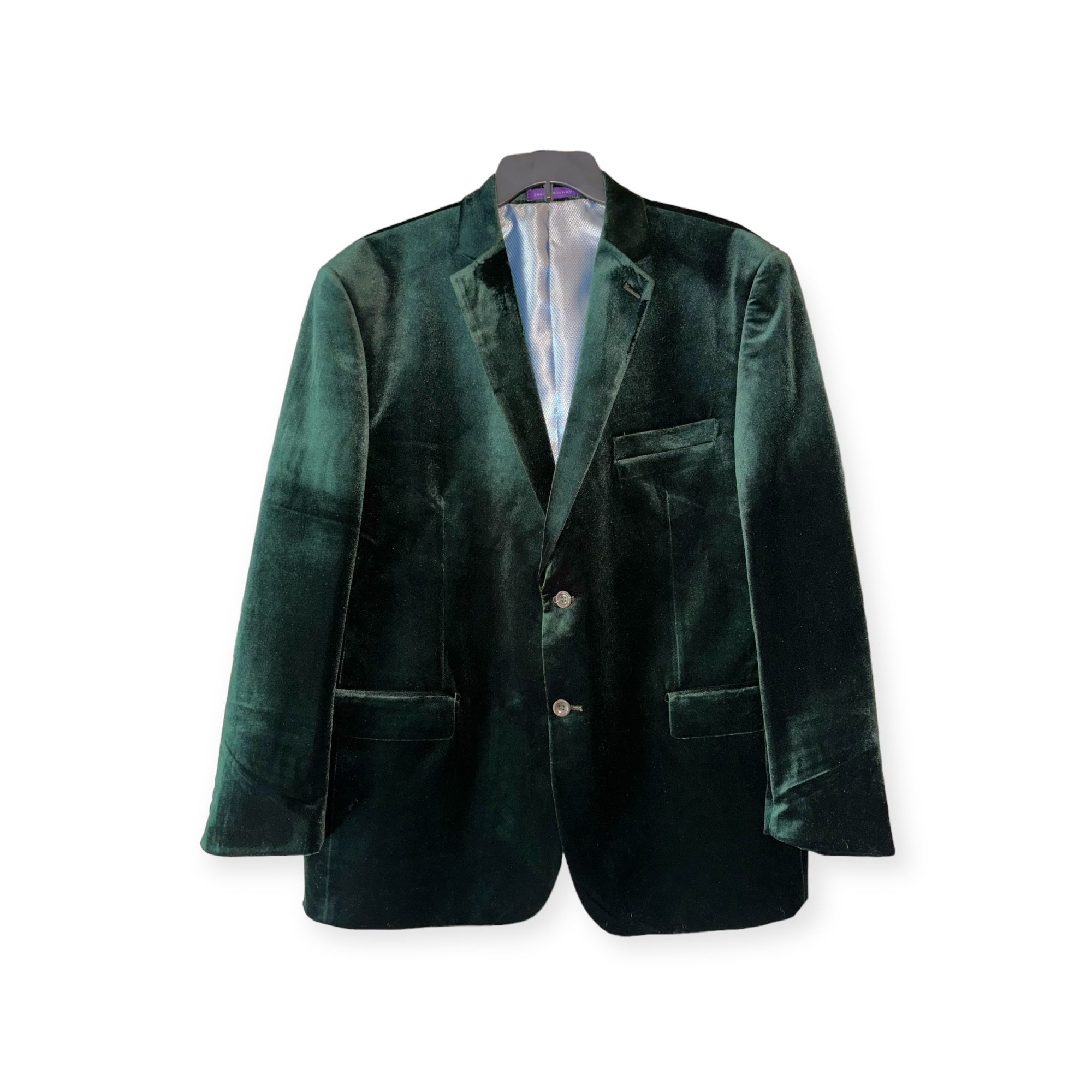 Pre Owned- VINCI Designed In Italy Men's Green Velvet 2-Button Dinner Jacket