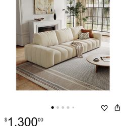 Boucle Sofa Cloud Couch, 98.8" 