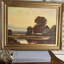 Antique Original (1(contact info removed) )AUGUSTUS SPENCER Landscape Painting Oil on Canvas Signed STUNNING Wall Hanging Art Artwork Artist Fine Art 