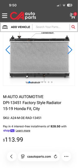 Car radiators for DPI-13451 Factory Style Radiator 15-19 Honda Fit, City
