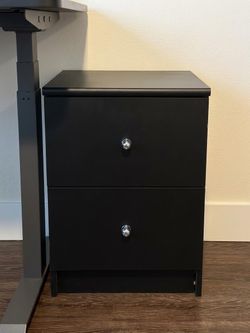 Black 2-Drawer Nightstand