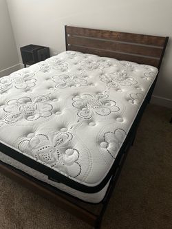 Queen Sized Bed Frame with Two Nightstands