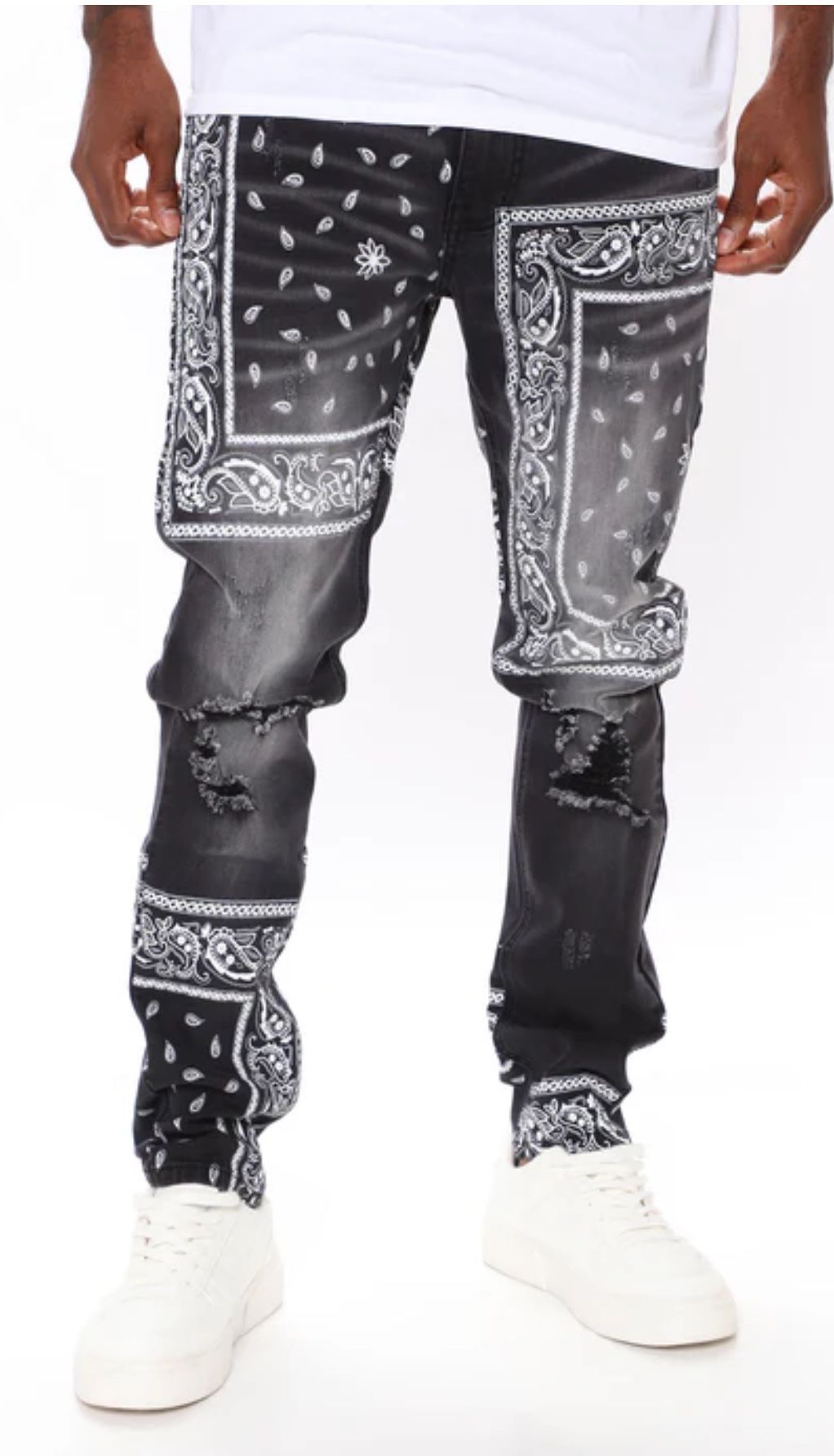 Paisley And Tears Skinny Jeans - Black
