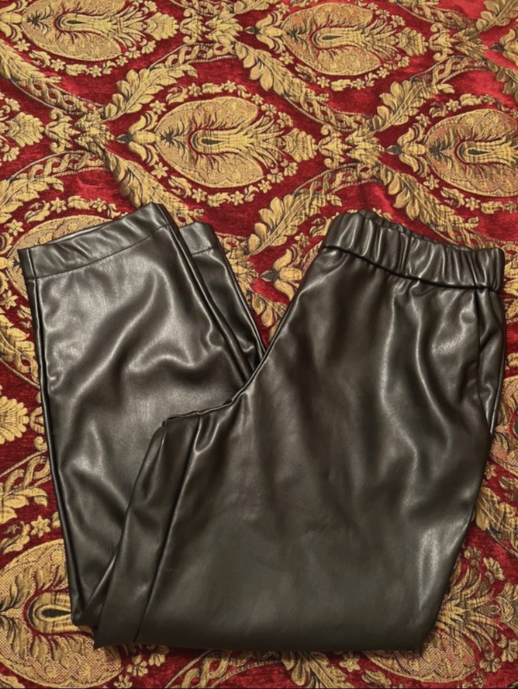A new day black faux leather high-waisted straight-leg pants