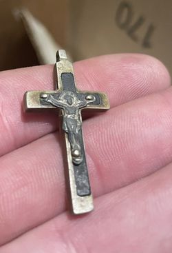 1800s Crucifix  , Brass And Wood . 